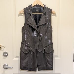 EUC A+G Basic S Dark Grey Genuine Leather Moto Vest - SEE SIZE NOTES